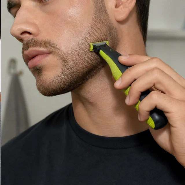 Defined beard lines grooming scene